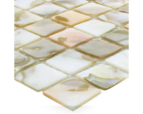 Mosafil Mosaikfliesen Mosaikfliesen Muschel Kordon, Perlmutt 30.500x30.500, beige, Wasserfest