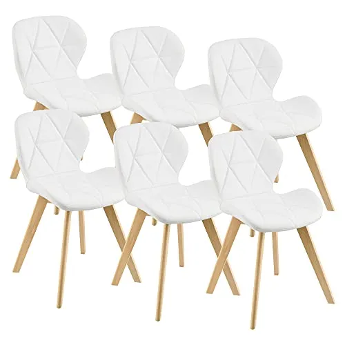[en.casa] Esszimmerstuhl Älmhult 6-er Set - 6er Set Esszimmerstühle aus Kunstleder und Buchenholz, ideal für Esszimmer und Wohnzimmer, mit hohem Sitzkomfort und pflegeleichtem Bezug.