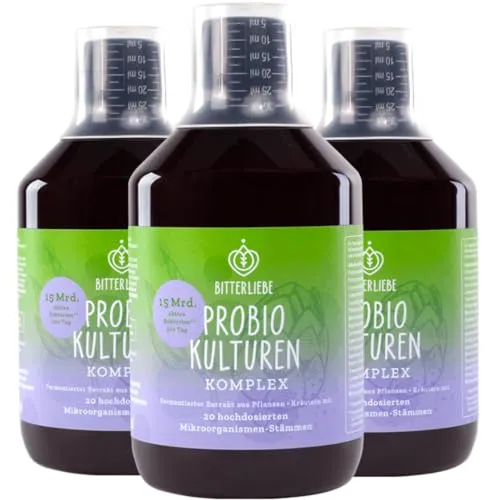 BitterLiebe® Bitter Probio-Kulturen Komplex - flüssige Darmbakterien - magensaftresistentes Mittel mit 20 Bakterienstämmen und 15 Milliarden Bakterien
