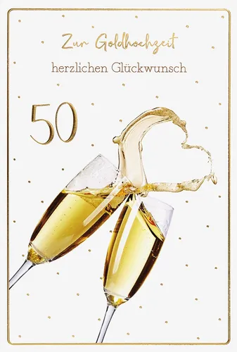 Goldhochzeit - 50. Hochzeitstag - Glückwunschkarte im Format 11,5 x 17 cm mit Br