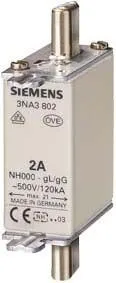 Siemens 3NA3822 NH-Sicherungseinsatz NH000 In: 63A gG Un AC: 500V Un DC: 250V