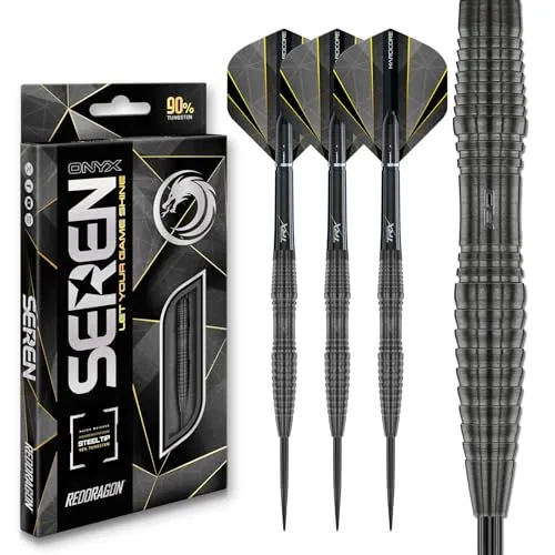 RED DRAGON Darts – Seren Onyx 3 24g - 90% Wolfram Professional Stahlspitze Dart-Set mit Dart Flüge und Dartschäfte