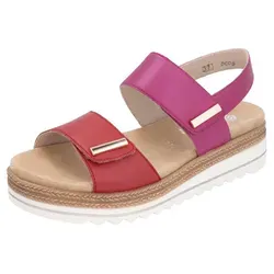 Remonte Keilsandalette – Bequeme Riemchensandale mit Schmuckelementen in Rosa-Rot - Wanderschuhe mit kleinem Keilabsatz und gepolstertem Softfußbett für optimalen Tragekomfort – ideal für lange Spaziergänge.
