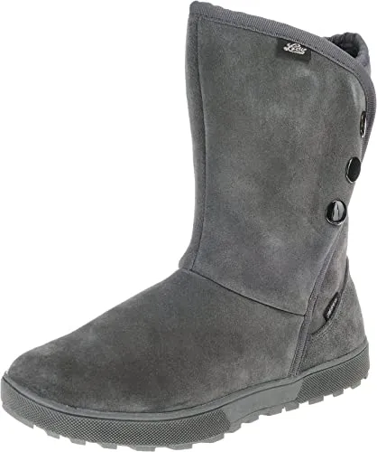 Lico Damen Amalia Schneestiefel, Grau, 40 EU - Wanderschuhe aus weichem Veloursleder mit komfortablem seitlichen Klettverschluss, ideal für kalte Tage und winterliche Abenteuer.