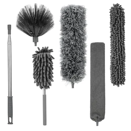 Stücke Staubwedel Teleskop, Staubwedel Lang Ausziehbar, Teleskoplänge bis 245 cm,Spinnenwebenentferner, Staubwedels Waschbar, Staubwischer geeignet zum Reinigen von Decken,Deckenventilatoren,Lücken 6