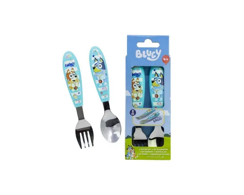Bluey Kinderbesteck Bluey Yummy Metall-Ergo-Besteckset, 2-tlg. (2-tlg), Edelstahl