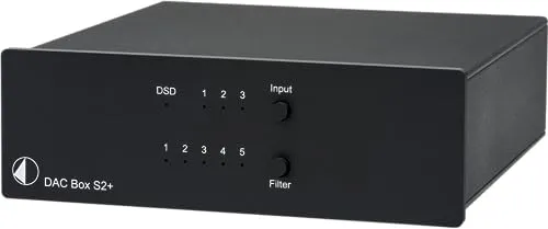 Pro-Ject DAC Box S2+ – Hochwertiger DA Wandler - Kompakter DA Wandler mit erstklassiger Klangqualität, ideal für audiophile Ansprüche und vielseitige Anschlussmöglichkeiten.