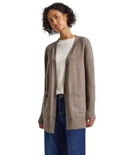 Street One Damen 2515457 Offener Cardigan, Mocha Dream Mel - Strickjacke für Damen mit langen Ärmeln und praktischen aufgesetzten Taschen, ideal für einen lässigen Look bei jeder Gelegenheit.