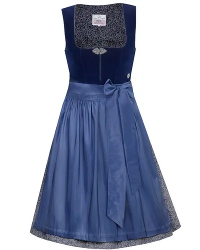 MarJo Samt Dirndl Elisabeth 697758 - Azurblau, 58cm - Dirndl für Damen, elegantes Azurblau mit rocklanger 58cm und praktischen Eingriffstaschen für einen stilvollen Auftritt.