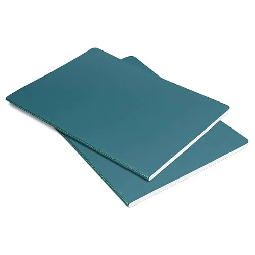 Sigel LS304 Notizhefte A5 kariert, 2er Pack, mittelblau/neon-grün, Softcover, 68 Seiten, aus nachhaltigem Papier, Linescape