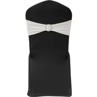 Stretch Stuhlschleifen mit Diamant Schnalle - Cremefarben (25 Stück) - Elegante Stuhlschleifen für Hochzeiten und Feiern, mit Kunststoff-Diamant Schnalle. Passt auf Stühle mit einer Breite bis zu 50 cm, aus elastischem Stoff für einfache Handhabung.