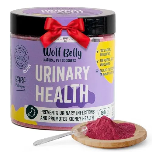 Wolf Belly - 100% Natürliches Pulver für Blasenentzündung bei Hunden und Katzen (180 g) - Kräuter für Hunde, unterstützt die Harnwegsgesundheit mit Cranberry und Vitamin C, ideal zur Reduzierung von Harnwegsinfektionen und einfach im Futter anzuwenden.