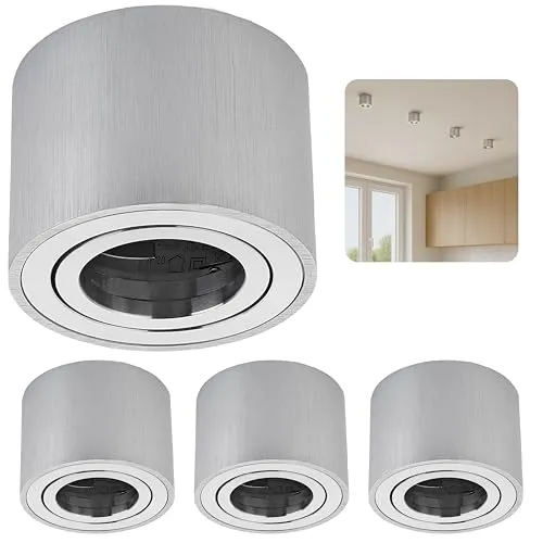 Sweet LED Aufbauleuchte 4x Aufbauspots flach 50mm - Moderne LED Deckenstrahler in silber, flach und elegant, ideal für stilvolle Innenräume. Perfekt für eine gleichmäßige Ausleuchtung!