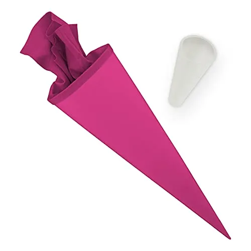 itenga Set Bastelschultüte rund 70 cm inkl. Spitzenschutz - Schultüte Zuckertüte Rohling 1. Schuljahr (Pink)