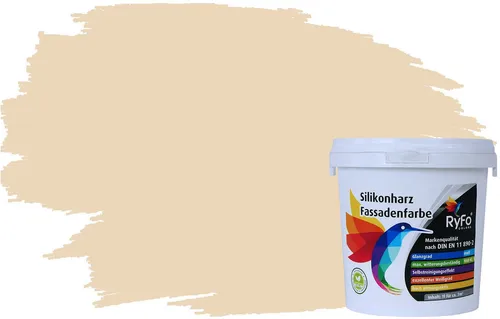 RyFo Colors Fassadenfarbe Silikonharz Fassadenfarbe Cottonbeige 1l, 1 L ca. 6 m², Wasserabweisend, diffusionsfähig, schützt vor Schmutz, Algen, Pilzen