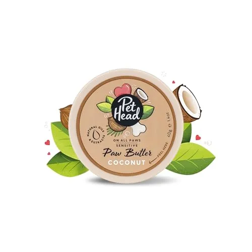 Pet Head On All Paws Kokospfotenbutter Feuchtigkeitsbalsam für Hundepfoten Beruhigt und pflegt Pfoten und Nasen Professionelle Pflege Sanfte Formel für Hunde und Welpen 40g