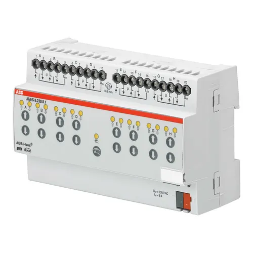 ABB JRA/S 4.230.5.1 Jalousie-Rollladenaktor - Jalousieaktoren für die Steuerung von bis zu vier 230 V AC-Antrieben, ideal für präzises Positionieren von Jalousien und Rollläden mit Fahrzeitermittlung.