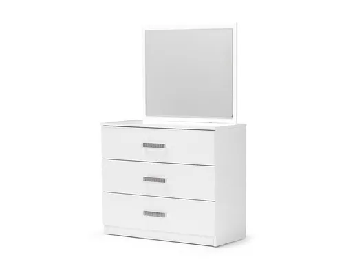 Moderne Hochkommode mit 3 Schubladen in Weiß - Stylische Hochkommode mit 3 Schubladen für optimalen Stauraum. Ideal für Wohnzimmer, Schlafzimmer oder Flur. Maße: 95 x 44 x 150 cm, gefertigt aus Holzfurnier und MDF.