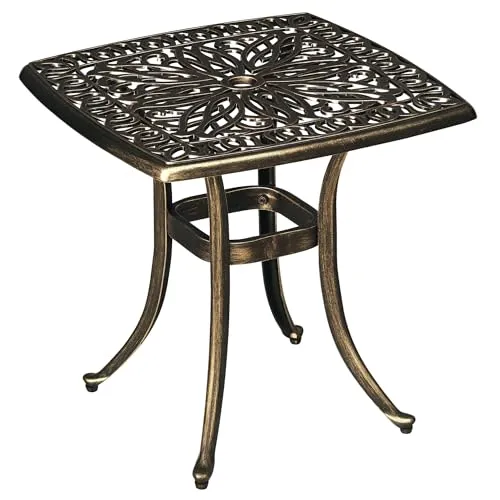 Outsunny Beistelltisch mit Schirmloch, Bronze von Outsunny