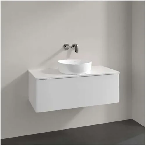 Villeroy und Boch Antao Waschtisch-Unterschrank L31050GF mit Beleuchtung, 1 Auszug, 1000 x 360 x 500 mm, Front ohne Struktur, Glossy White Lacquer / Glossy White Lacquer