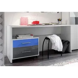 Schreibtisch COLORI weiß inkl. Rollcontainer blau grau in blau von BEGA-GRUPPE