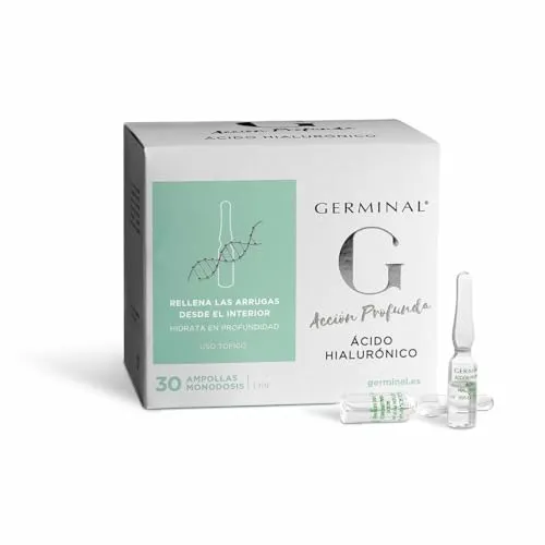 Germinal Tiefenwirkung Hyaluronsäure 30 Ampullen - Dermokosmetika für Damen, Anti-Aging-Ampullen mit hochkonzentrierter Hyaluronsäure für straffere, jugendlichere Haut und intensive Feuchtigkeit.