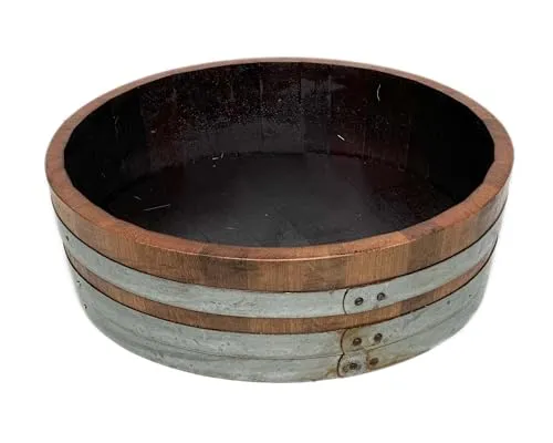Temesso Pflanzschale Weinfass Abschnitt - Vogeltränke & Pflanzschale - Hochwertige Pflanzschale aus einem Weinfass-Abschnitt, geölt und ca. 20 cm hoch. Ideal als Vogeltränke oder Pflanzschale für Gartenliebhaber.