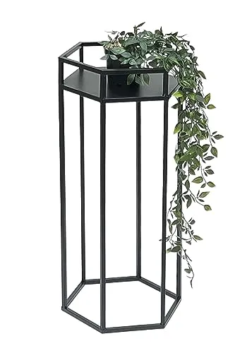 DanDiBo Blumenhocker Metall Schwarz 6eck - Moderne Blumenständer aus robustem Metall, ideal für Pflanzen und Blumentöpfe. Kommt komplett montiert und hält bis zu 30 kg – perfekt für jedes Zuhause.
