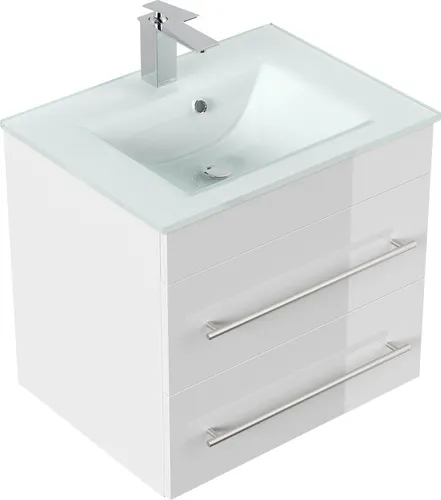 Magnolia Home Waschtisch Badmöbel Vitro 60 mit Glasbecken in weiß von Magnolia Home