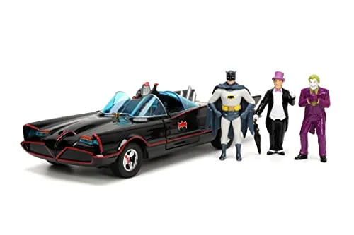 JADA Modellauto Batman 1966 Class. Deluxe 1:24 - Modellfahrzeuge, detailgetreue Nachbildung mit 3 Figuren, perfekt für Sammler und Batman-Fans ab 8 Jahren.