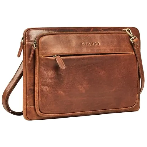 STILORD 'Clarity' Schmale Laptoptasche 15 Zoll aus Leder für Damen & Herren - Vielseitige Aktentasche für Laptop bis 15 Zoll und Tablet bis 13 Zoll. Mit abnehmbarem Schultergurt ist sie ideal für Meetings und den Alltag. Elegantes Design aus Echt-Leder vereint Stil und Komfort.