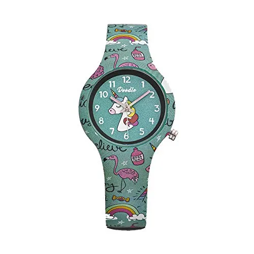 Doodle Unicorn Mood DO32005 Mädchenuhr Mehrfarbig