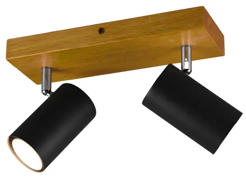 Trio Deckenspot 2-flammig schwarz/Eiche - Lampen & Leuchten - Deckenleuchten - Hochwertiger 2-flammiger Deckenspot in modernem Design, ideal für stimmungsvolle Beleuchtung in jedem Raum.