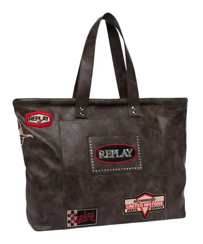 REPLAY Shopper Bungee Cord/Black - Damen-Shopper mit exklusivem Design und praktischen Applikationen, ein wahres Einzelstück für stilbewusste Frauen. Maße: 44 x 38 x 13 cm.