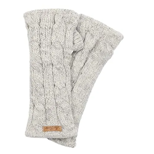 McRon Damen Gestrickte Pulswärmer Emily Naturhellgrau 94 von McRon