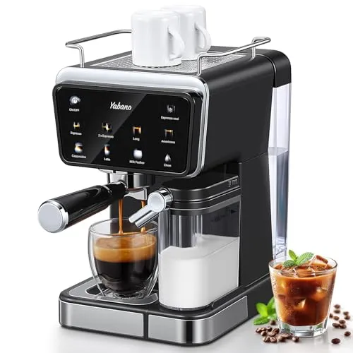 Yabano Espressomaschine 20 Bar mit Milchaufschäumer - Espresso- & Kaffeemaschinen mit 20-bar-Pumpe, modernem Touchscreen und automatischem Milchaufschäumer für perfekte Kaffeespezialitäten auf Knopfdruck.