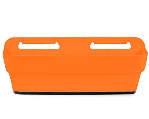 Ondis24 Balkonkasten PLAYMOOD mit Wasserspeicher, 9L Pflanzvolumen, Pflanzkübel, Blumentopf, Terrasse, Wandhalterung (Orange)