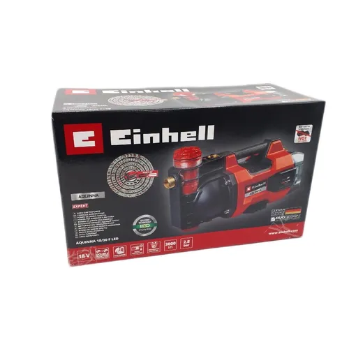 Einhell Aquinna 18/30 F LED - Akku-Gartenpumpe - Wasserpumpen mit leistungsstarkem Li-Ion Akku, max. Fördermenge 3000L/h und Förderhöhe 28m, ideal für flexible Gartenbewässerung ohne Kabel.