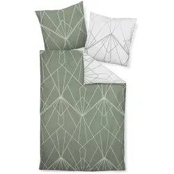 Janine Wendebettwäsche J.d. in Jadegrün - Wendebettwäsche (200x200 cm) aus hautfreundlichem Makosatin, schadstoffgeprüft und bügelfrei für erholsamen Schlaf. Ideal für Allergiker und pflegeleicht.