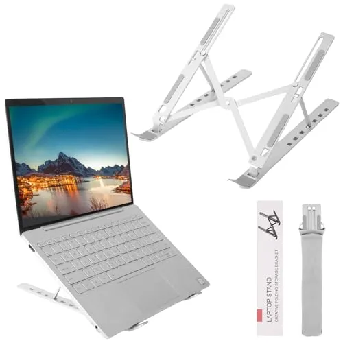 Yafane Laptop Ständer, Faltbarer Notebook Ständer, Höhenverstellbarer Aluminiumlegierung Laptopständer Belüftet Kühlung Laptop Leicht, rutschfest, Tragbarer alle 10-16 ” Laptops (Silber)
