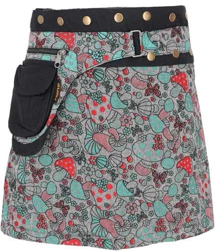 Wickelrock mit Pilz Print in grau von Guru-Shop