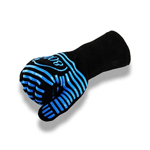 Intergrill 800° Grillhandschuh | Kochhandschuh | Kaminhandschuh | Ofenhandschuh | Topfhandschuh | Hitzebeständig bis 500°C | rutschfest schnittsicher