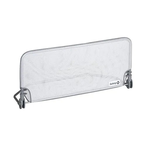 Safety 1st Standard Bed Rail 92 cm, Bettgitter Rausfallschutz, 18 Monate–5 Jahre, Bettschutzgitter, Netzgewebe, automatische Sperre, einfach zu reinigen, Grau & Weiß