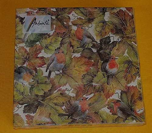 Servietten Rotkehlchen Herbst 1 Packung OVP Motivservietten Vogel robin AMBI 20