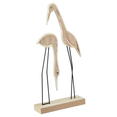 Holz Aufsteller Kranich Paar Natur 27,5×13cm Deko Figuren, 2 Stück