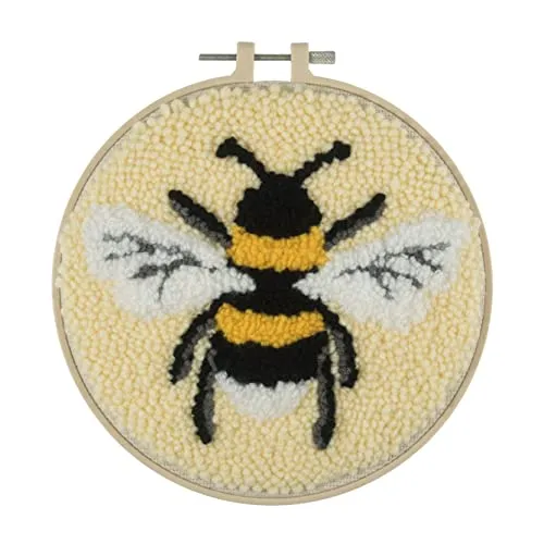 Trimits Punch-Needle-Set mit dickem Garn und Stickrahmen, 20 cm (8 Zoll) - Biene