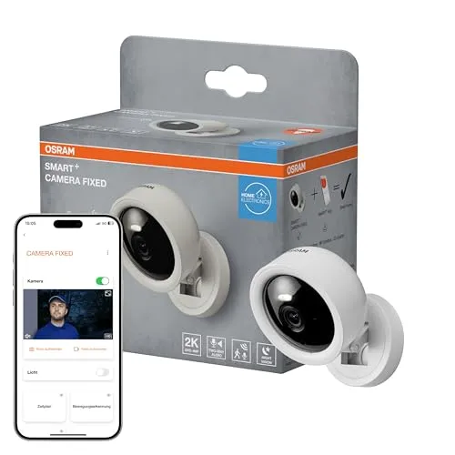 OSRAM SMART+ WLAN-Überwachungskamera 2K QHD - Überwachungskamera für den Außenbereich, bietet gestochen scharfe 2K QHD Auflösung und ist ideal für die Sicherheit Ihres Zuhauses.