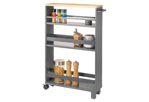 eluno Nischenwagen - Küchen- und Bad-Organizer mit 3 Ebenen - Küchen Aufbewahrungswagen, ideal für enge Nischen mit 3 stabilen Ebenen, mobil durch Lenkrollen und sicher im Stand, perfekt für Küche, Bad und Haushalt.