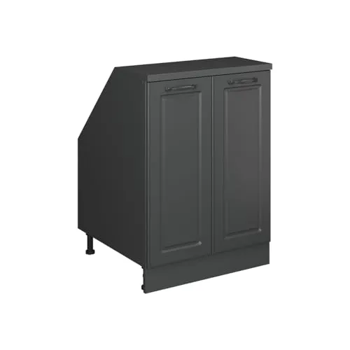 Vicco Unterschrank R-Line, Anthrazit Landhaus, 60 cm mit 2 Türen - Optimaler Küchenschrank für Dachschrägen! Die R-Line-Serie bietet mit 60 cm Tiefe viel Stauraum für Geschirr und Vorräte. Stabil und langlebig für den täglichen Einsatz.