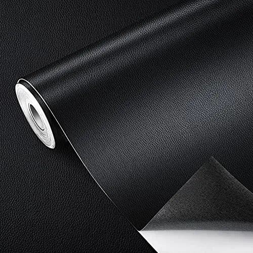 GELAISI Kunstleder Selbstklebend 40*300cm-Schwarz Leder Patch Kit Selbstklebende Lederflicken,Lederoptik Folie Dekofolie Möbelfolie Tapeten Lederreparatur Polster für Schrank Ledertasche Autositz Sofa